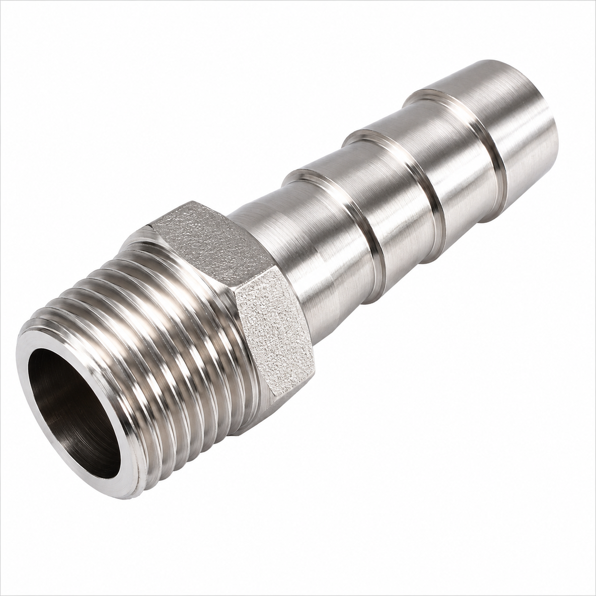 Raccord 1/8 NPT vers embout cannelé 5 mm Aluminium / Inox