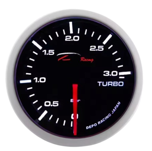 Manomètre pression turbo 3 bar 4 bar 5 bar Depo Racing 52mm blanc ou rouge Made in Taiwan diesel 1.9 tdi hdi dci bmw